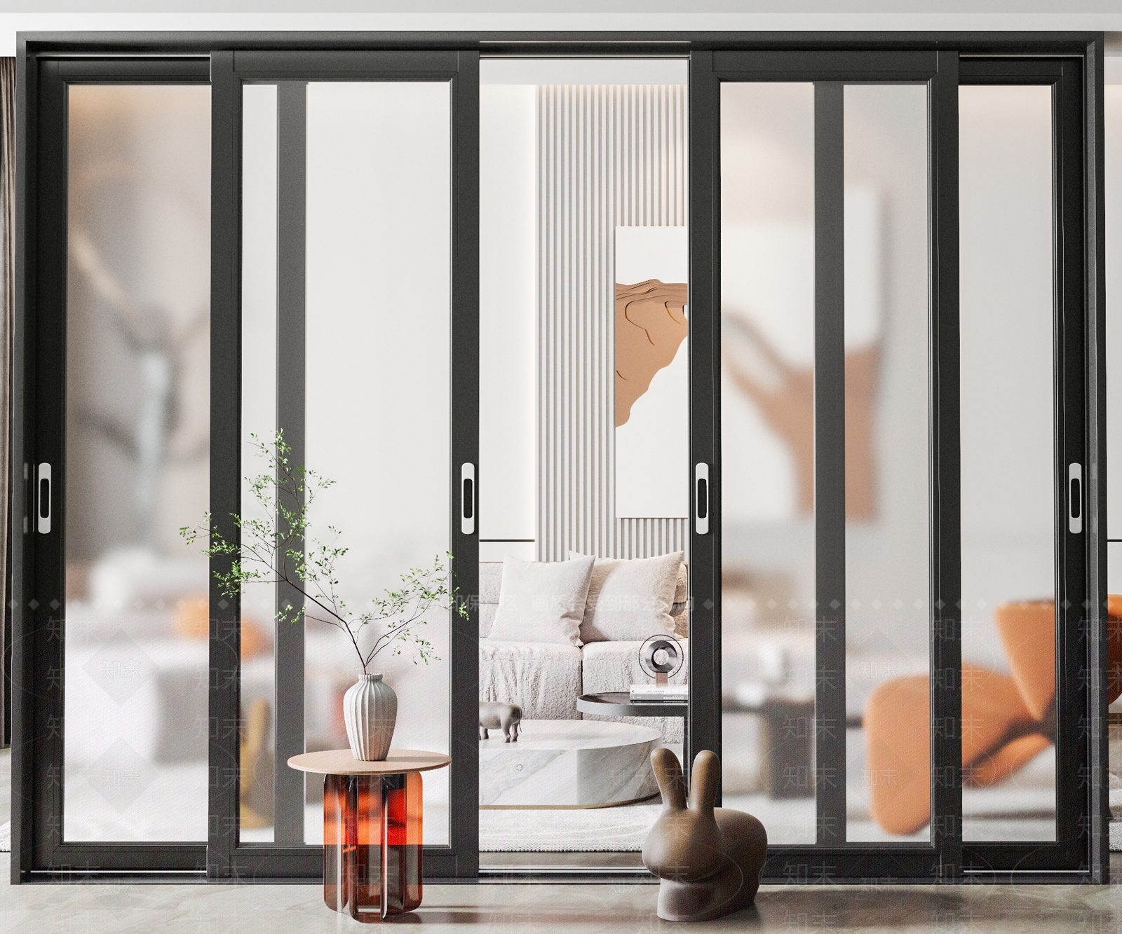 现代磨砂玻璃推拉门SU模型下载【ID:1109875625】
