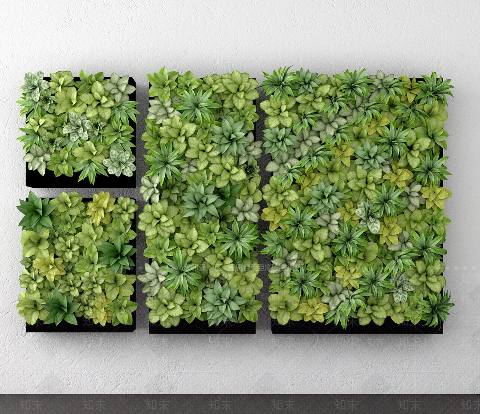 现代绿植墙3D模型下载【ID:1109876172】