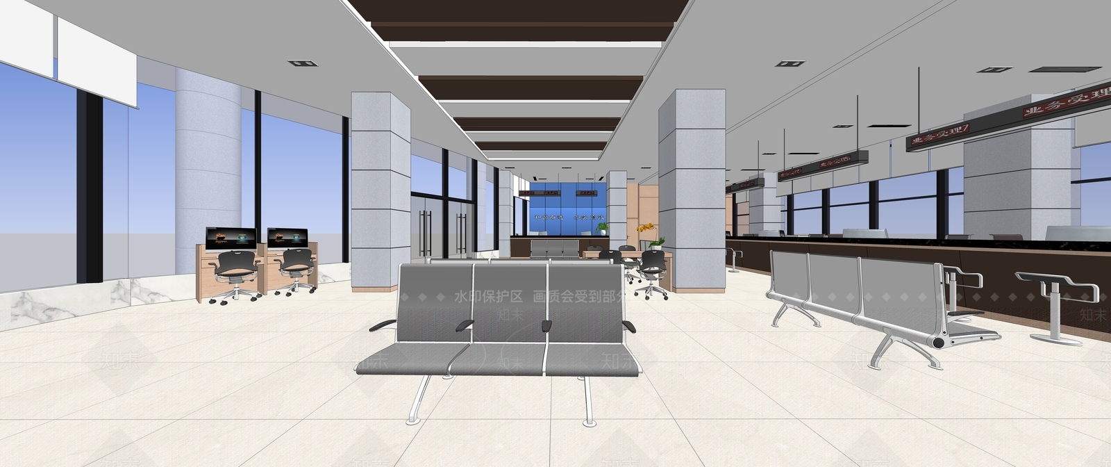 现代办事大厅SU模型下载【ID:1109876374】