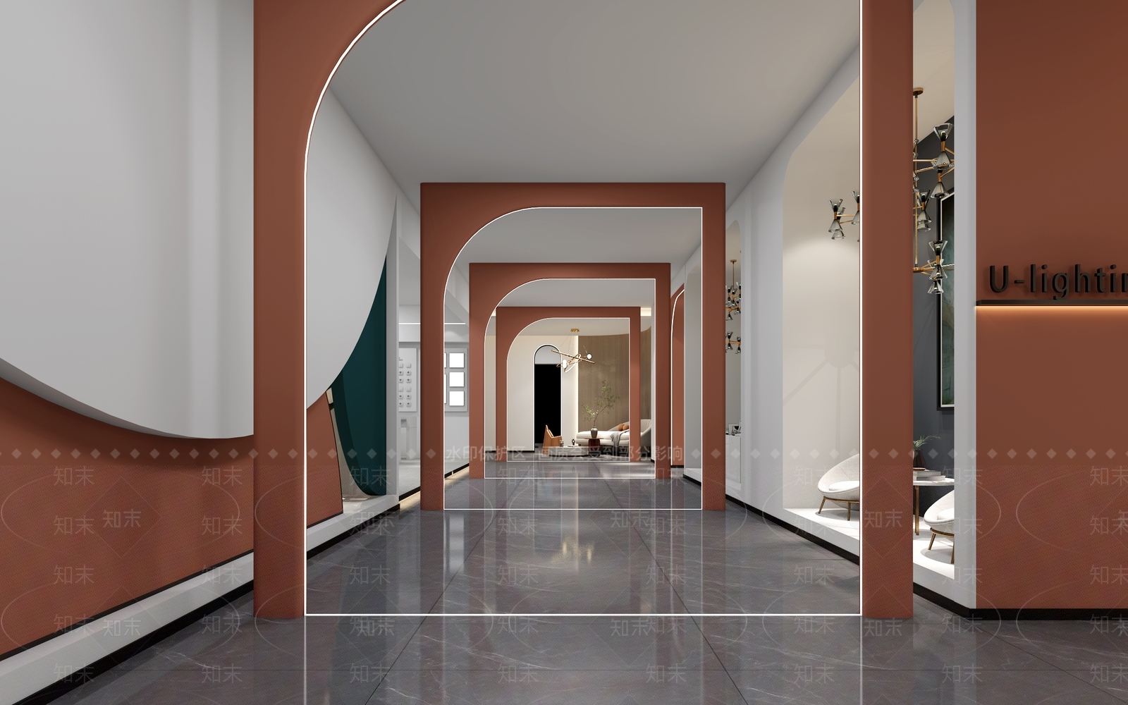 现代简约灯饰展厅3D模型下载【ID:1109881001】