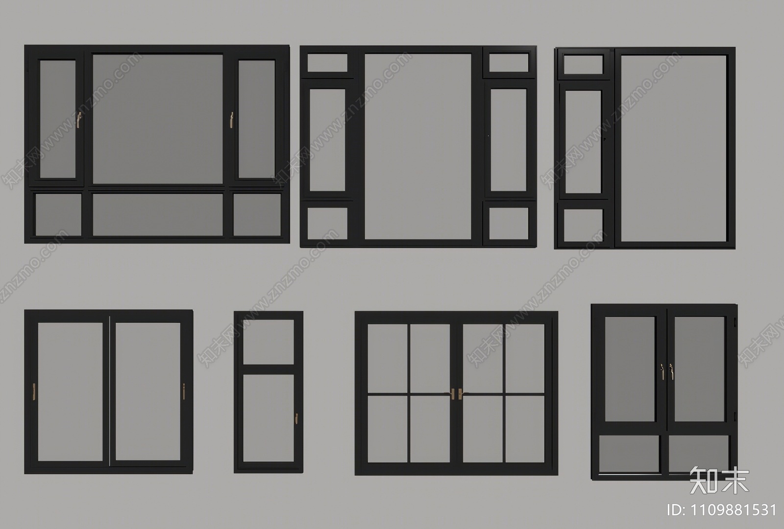 现代窗户组合SU模型下载【ID:1109881531】