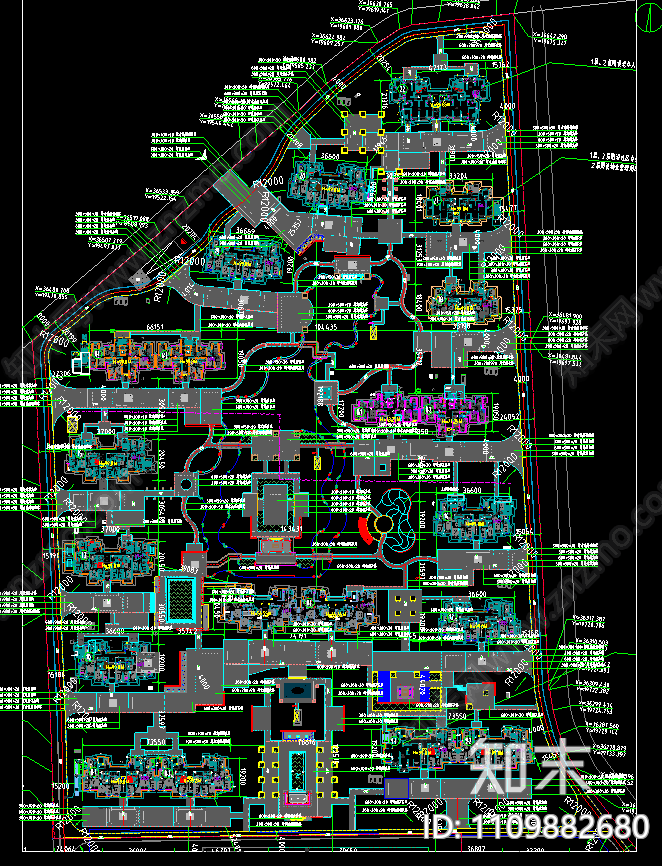 新中式风格大区项目景观设计施工图cad施工图下载【ID:1109882680】