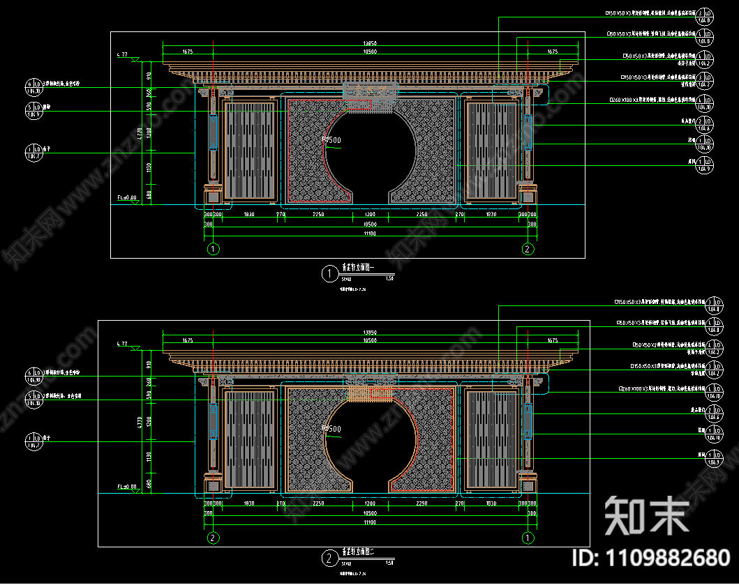 新中式风格大区项目景观设计施工图cad施工图下载【ID:1109882680】