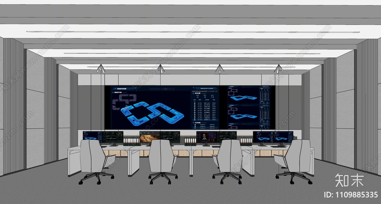 现代监控室SU模型下载【ID:1109885335】