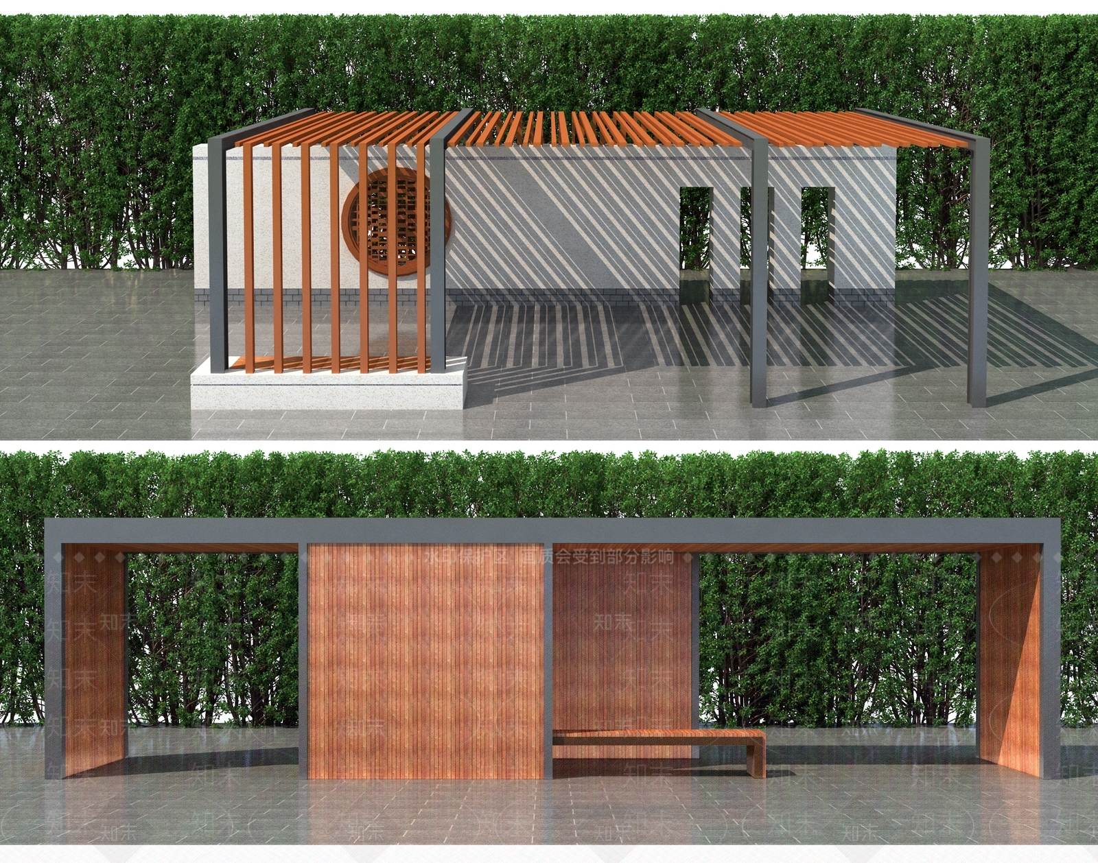 新中式廊架3D模型下载【ID:1109889187】