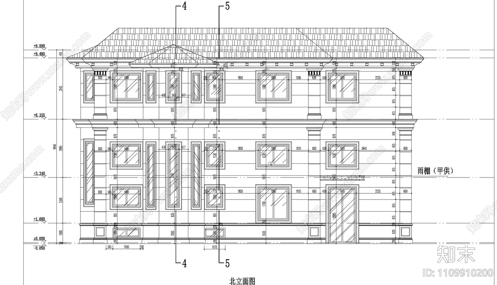 乡村别墅施工图cad施工图下载【ID:1109910200】