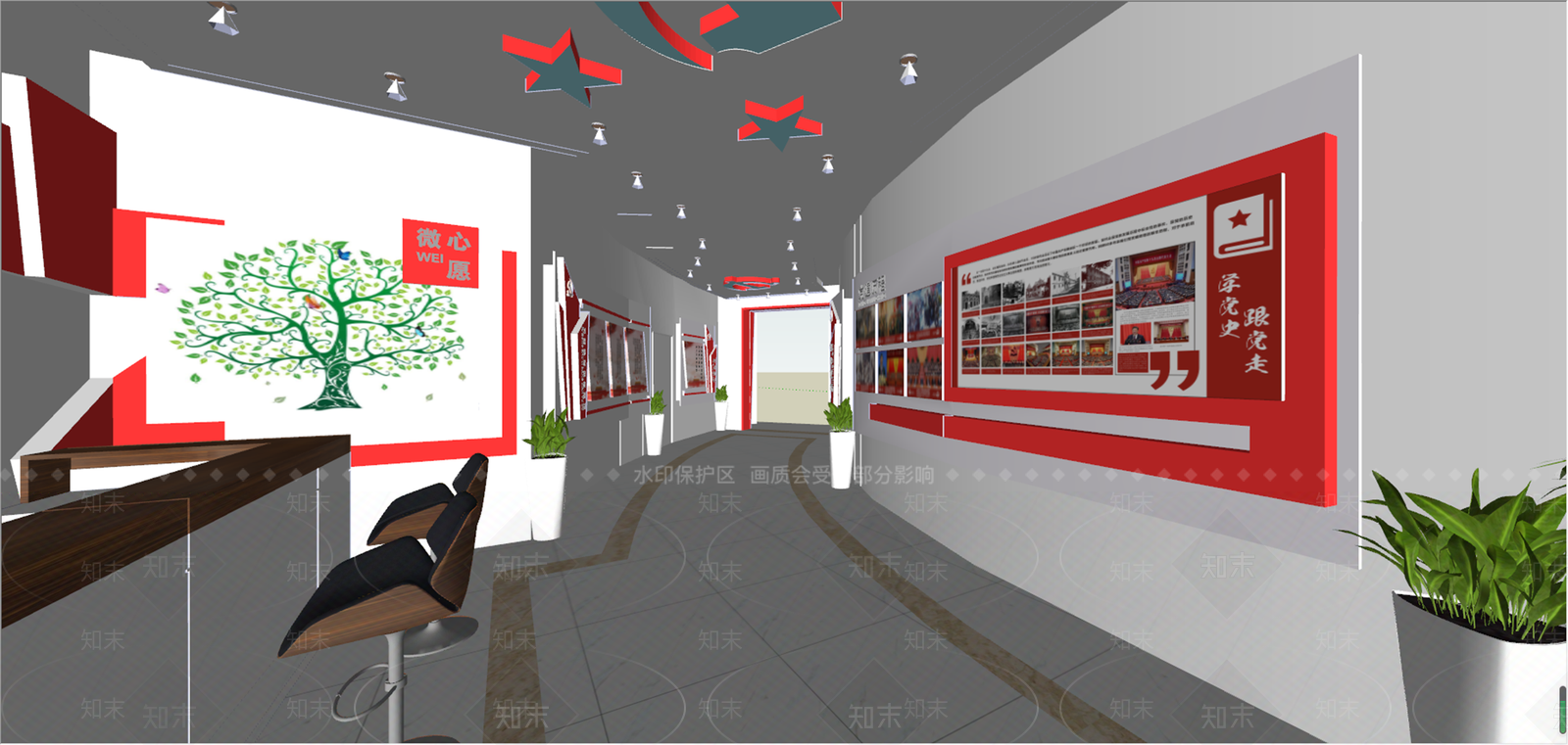 现代党建展厅SU模型下载【ID:1109912335】