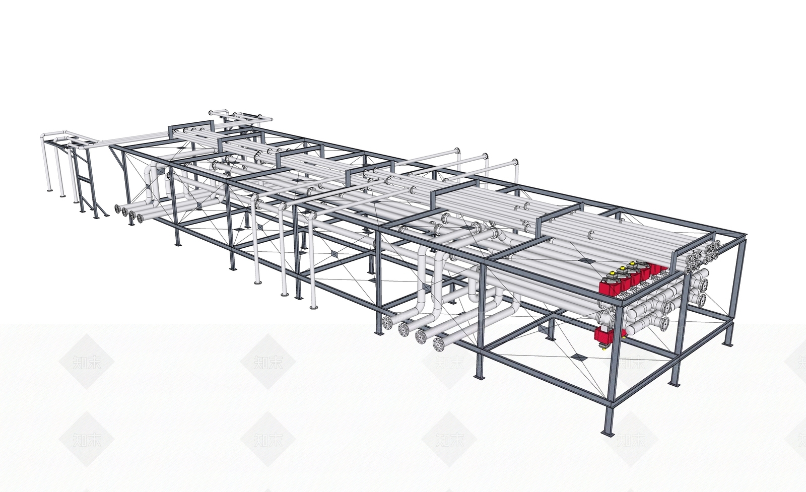 工业设备管道架SU模型下载【ID:1109914544】