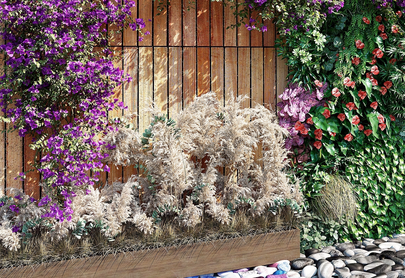 现代植物墙3D模型下载【ID:1109917877】