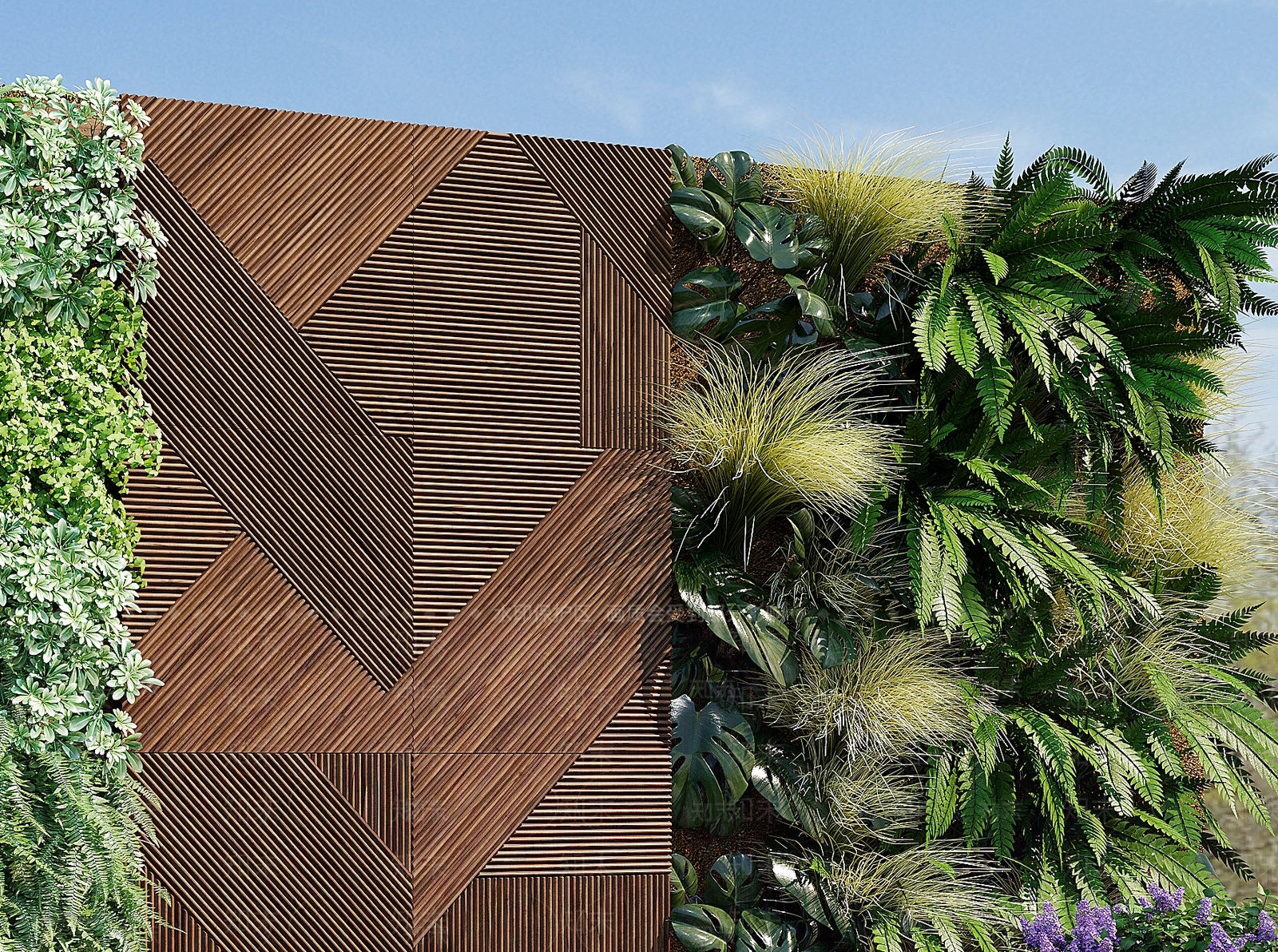 现代植物墙3D模型下载【ID:1109918415】