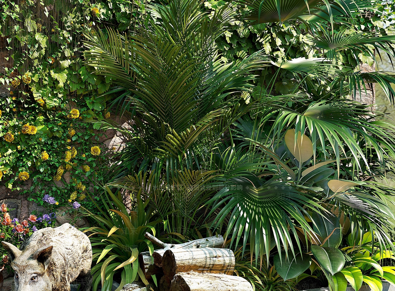 现代植物墙3D模型下载【ID:1109918443】
