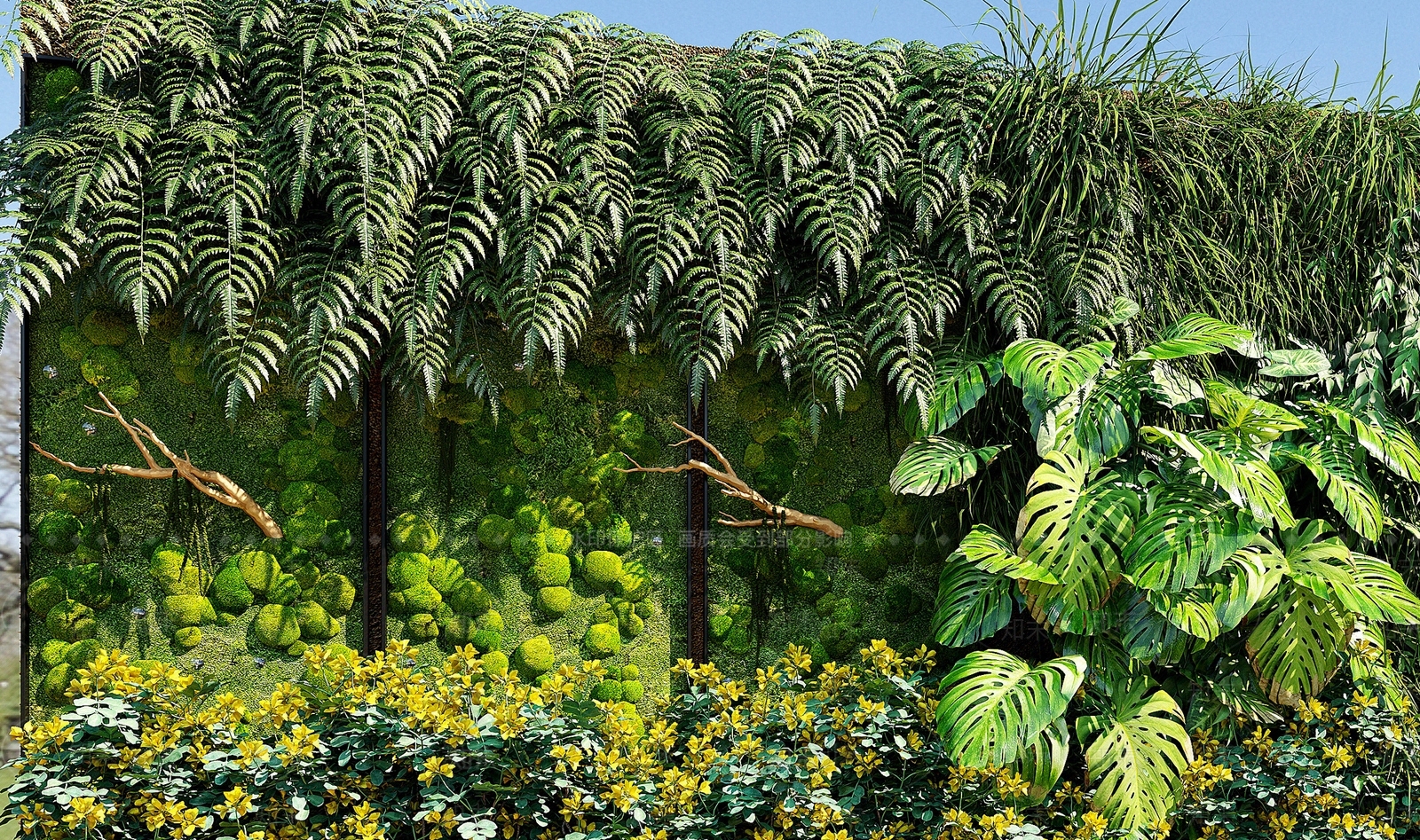 现代植物墙3D模型下载【ID:1109918615】