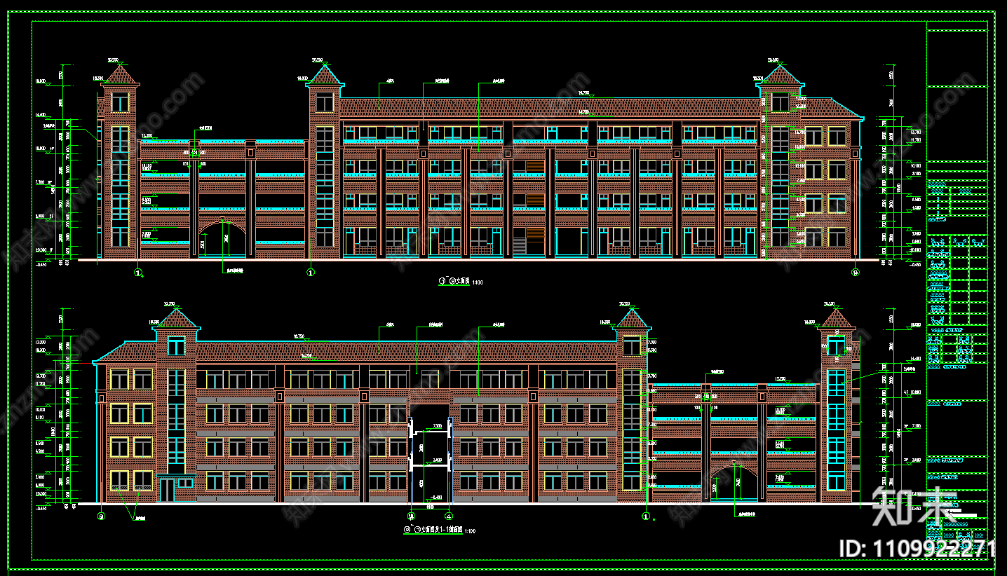 四层框架结构教学楼建筑施工图施工图下载【ID:1109922271】