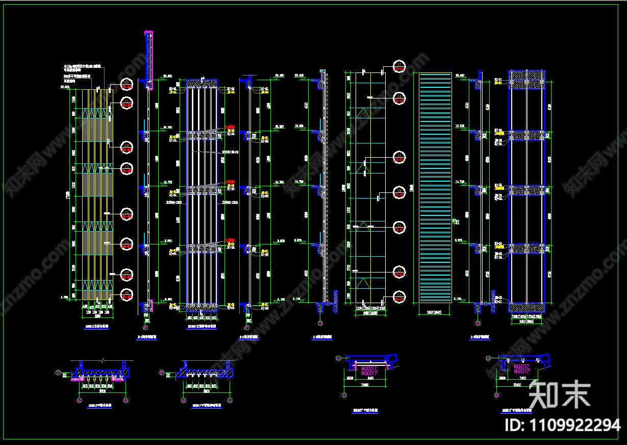 玻璃幕墙节点大样详图施工图下载【ID:1109922294】