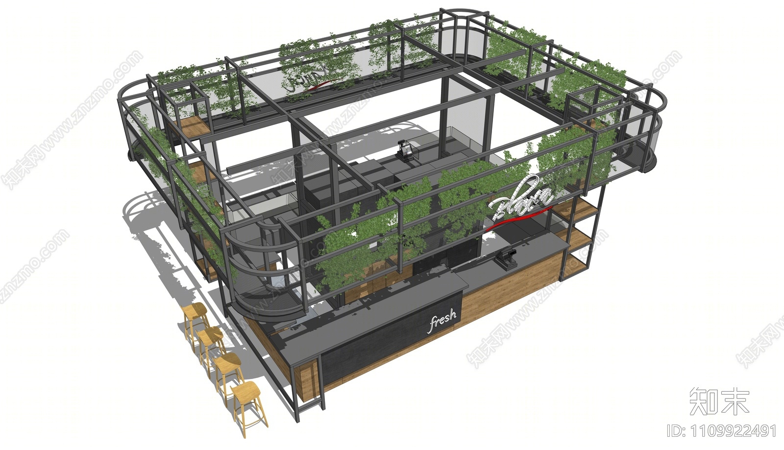 现代咖啡店收银台SU模型下载【ID:1109922491】