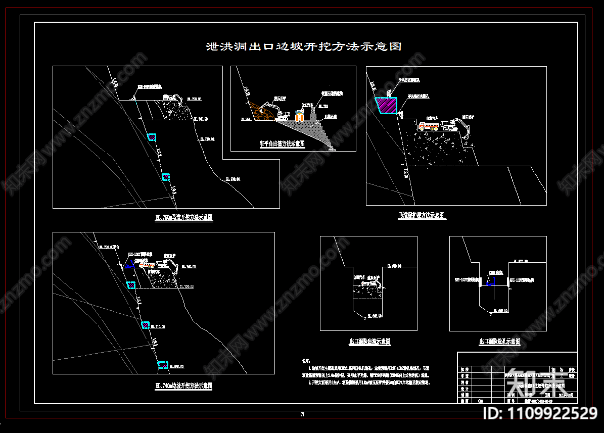 泄洪隧洞进出口开挖支护施工设计图施工图下载【ID:1109922529】