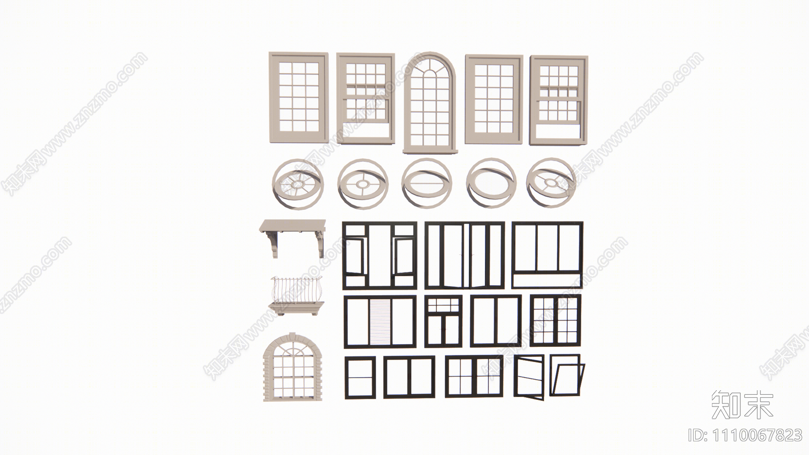 现代窗户组合SU模型下载【ID:1110067823】