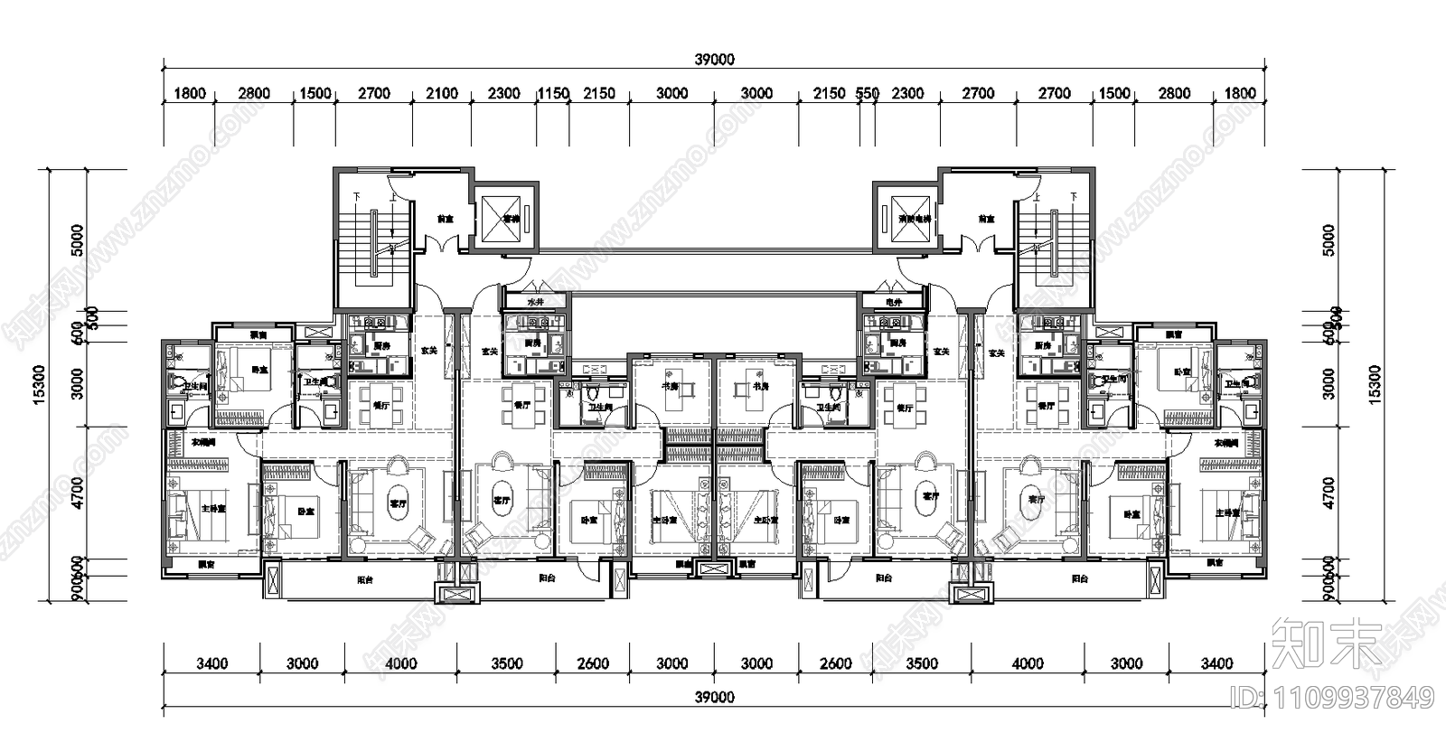 高层住宅区施工图下载【ID:1109937849】