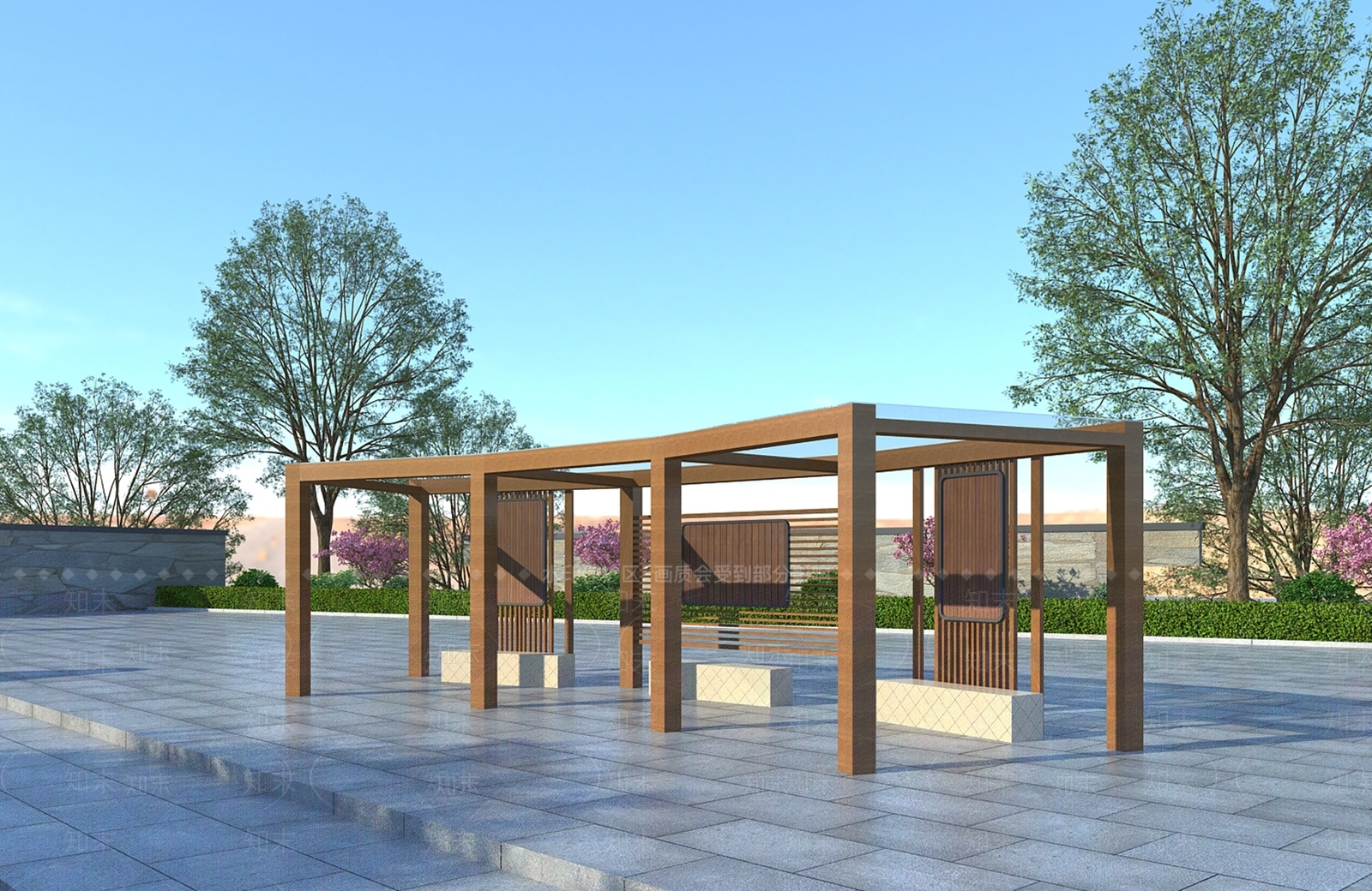新中式廊架3D模型下载【ID:1109942578】