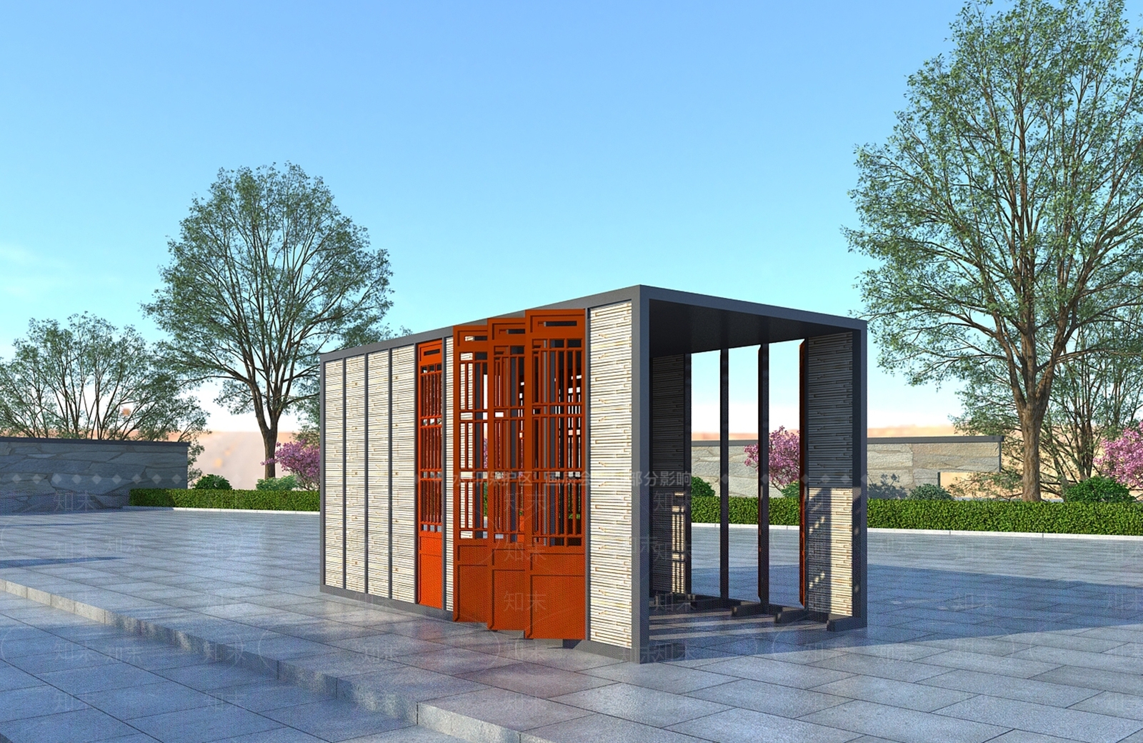 新中式廊架3D模型下载【ID:1109942898】