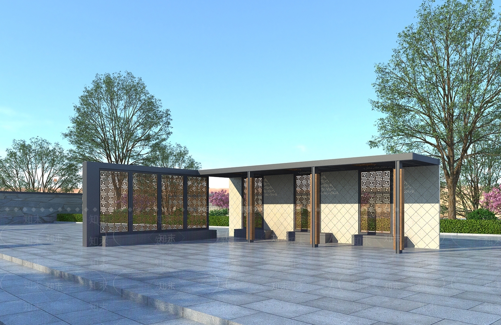 新中式廊架3D模型下载【ID:1109943117】