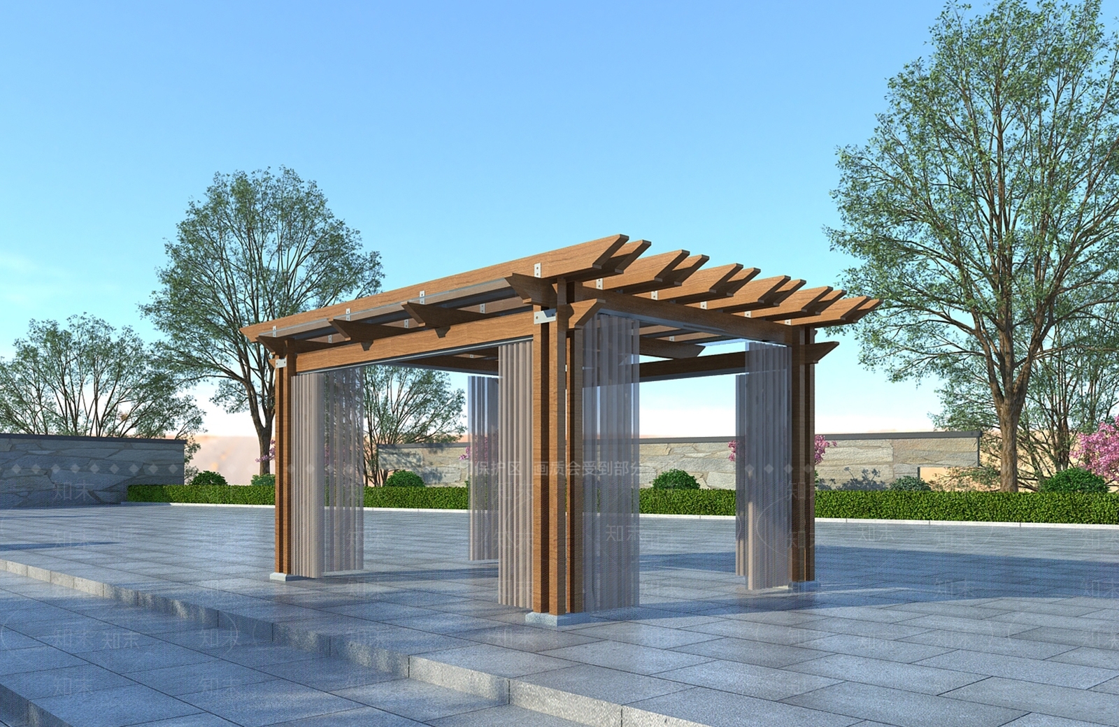 新中式廊架3D模型下载【ID:1109944769】