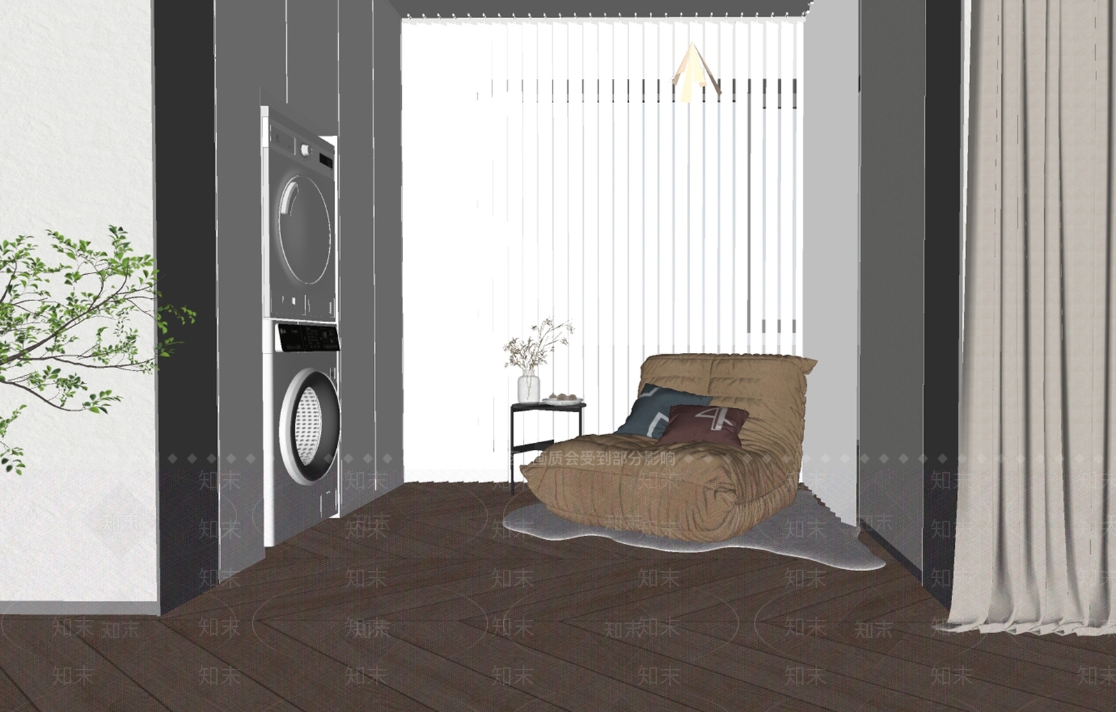 现代家居阳台SU模型下载【ID:1109946534】