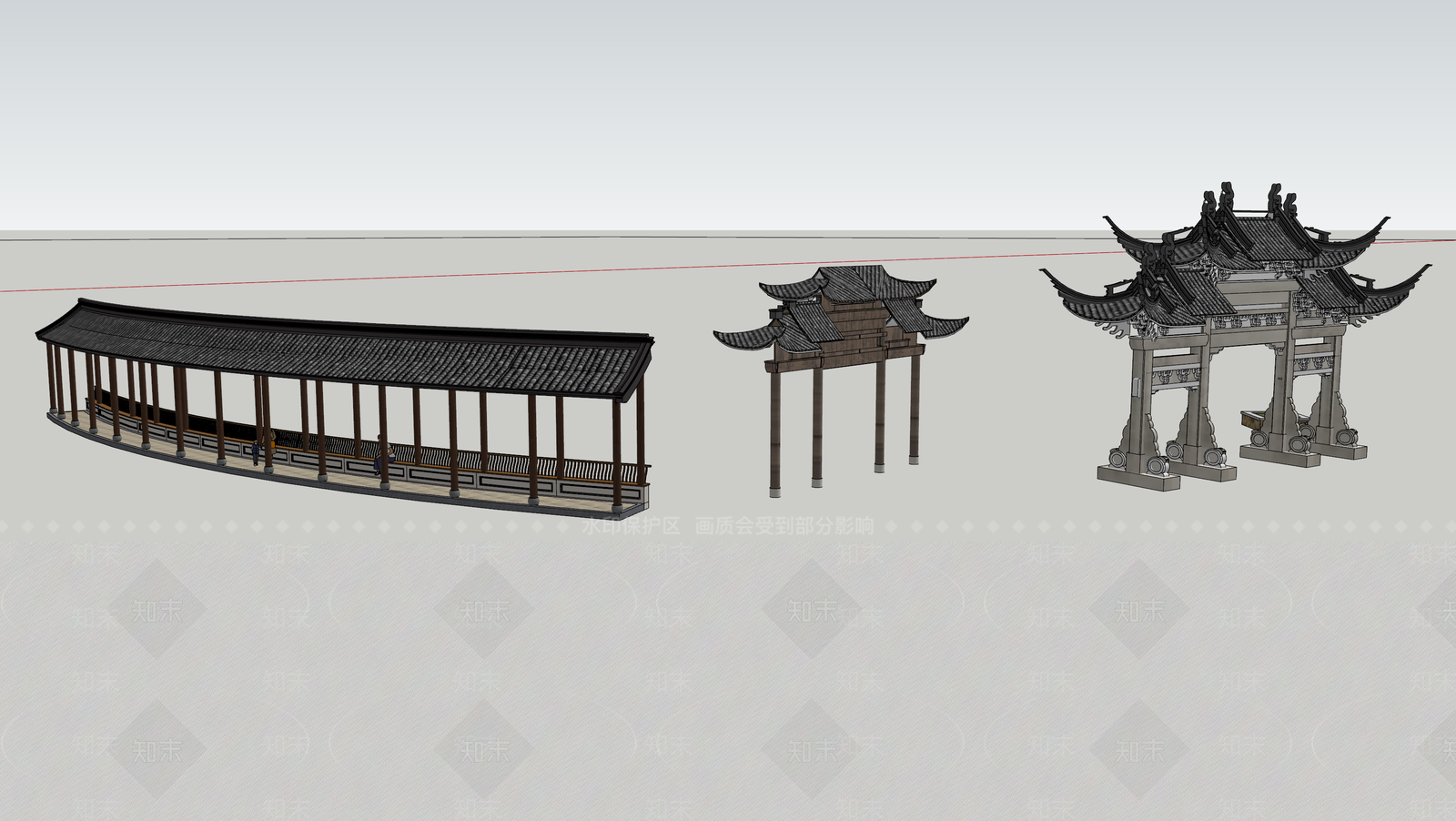 中式牌坊牌楼SU模型下载【ID:1109973432】