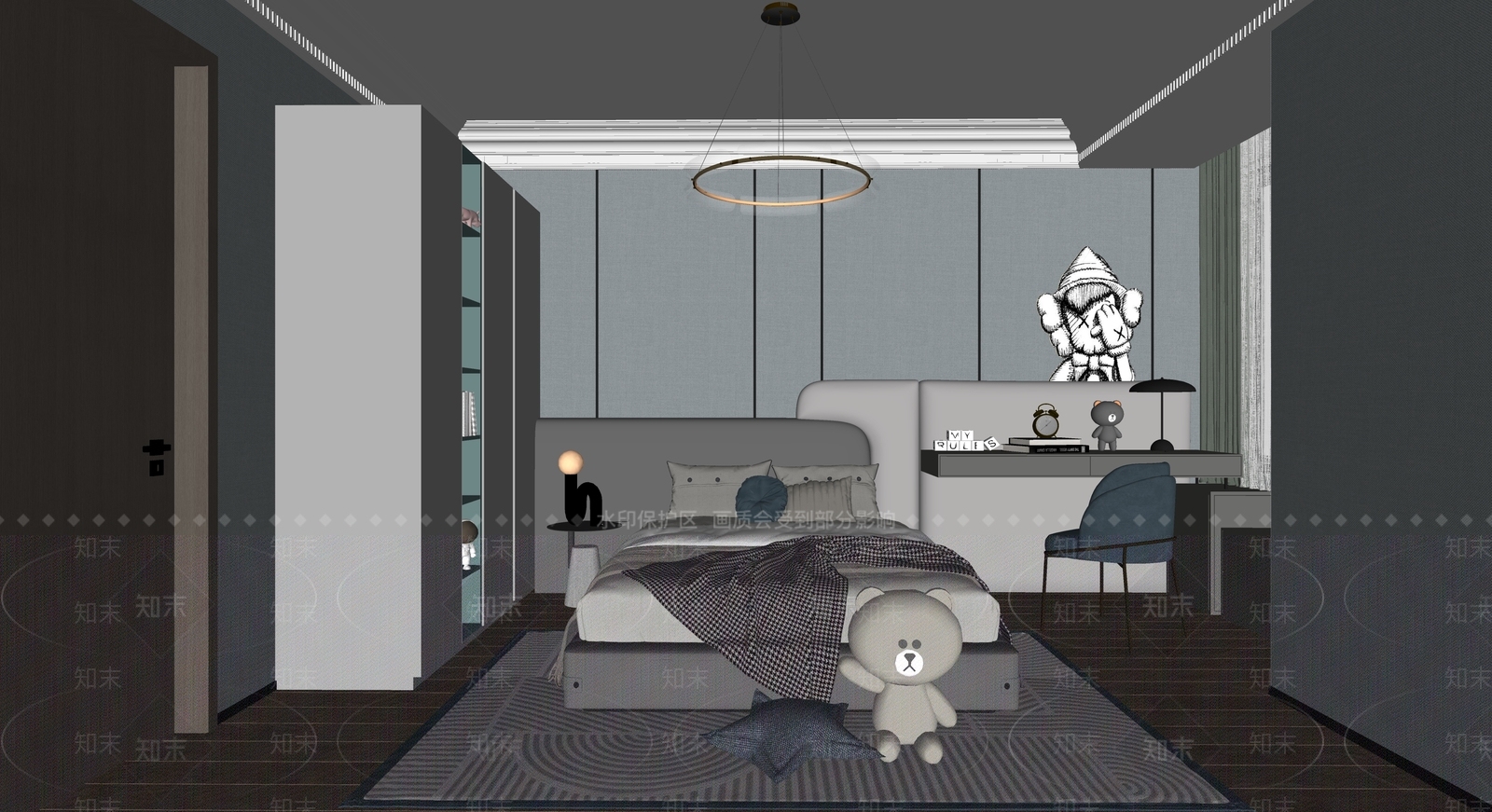 现代通用儿童房SU模型下载【ID:1109953315】