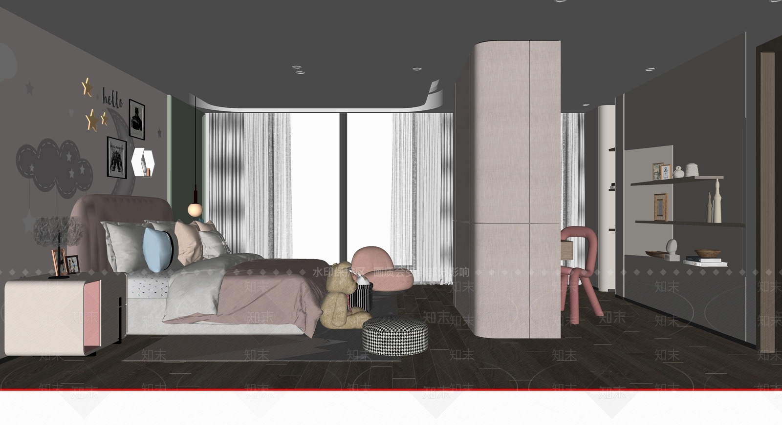 现代通用儿童房SU模型下载【ID:1109954589】