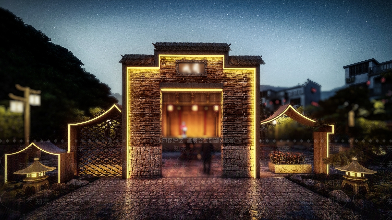 中式牌坊牌楼SU模型下载【ID:1109958341】