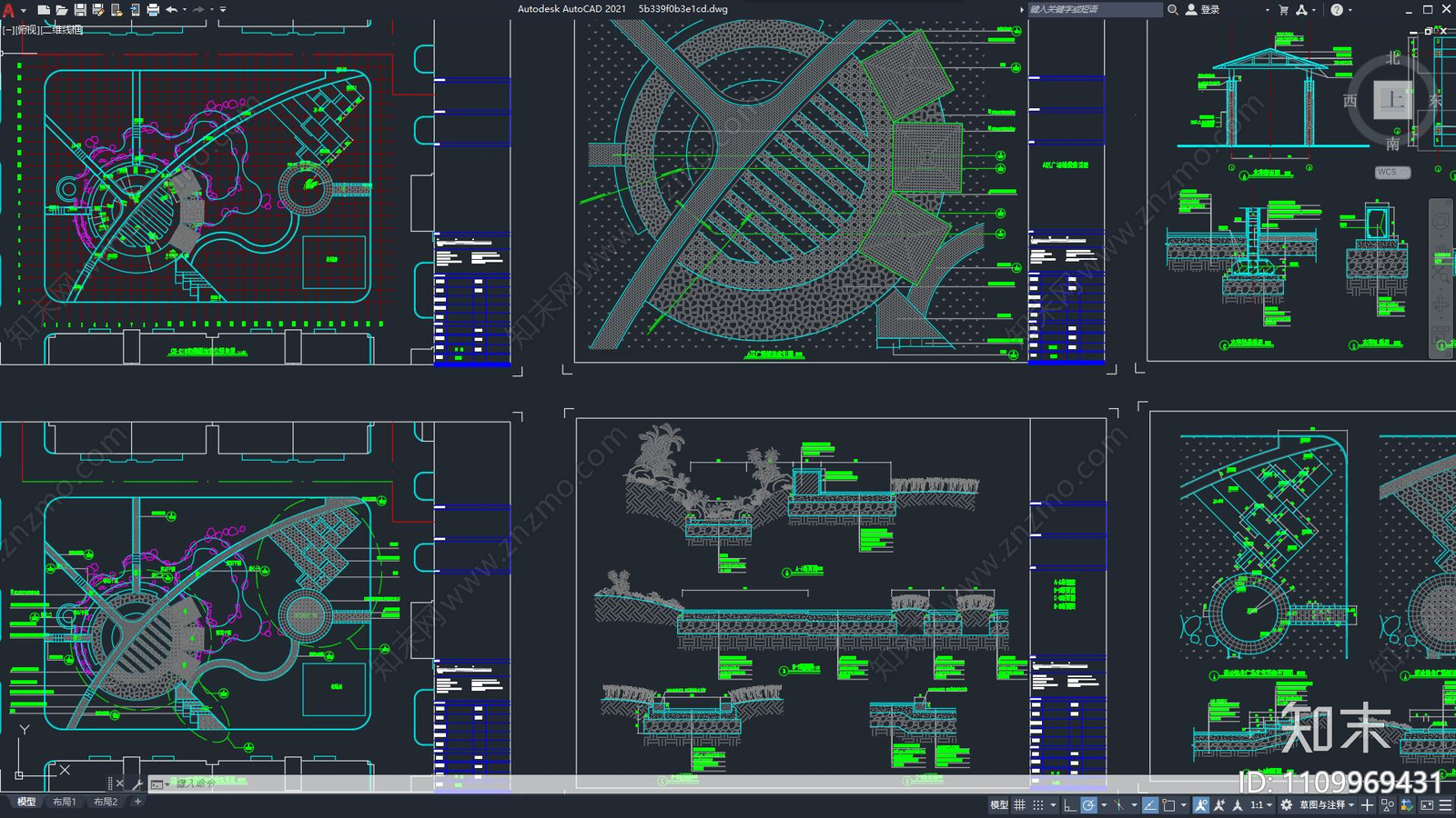 现代简约广场建筑规划cad施工图下载【ID:1109969431】