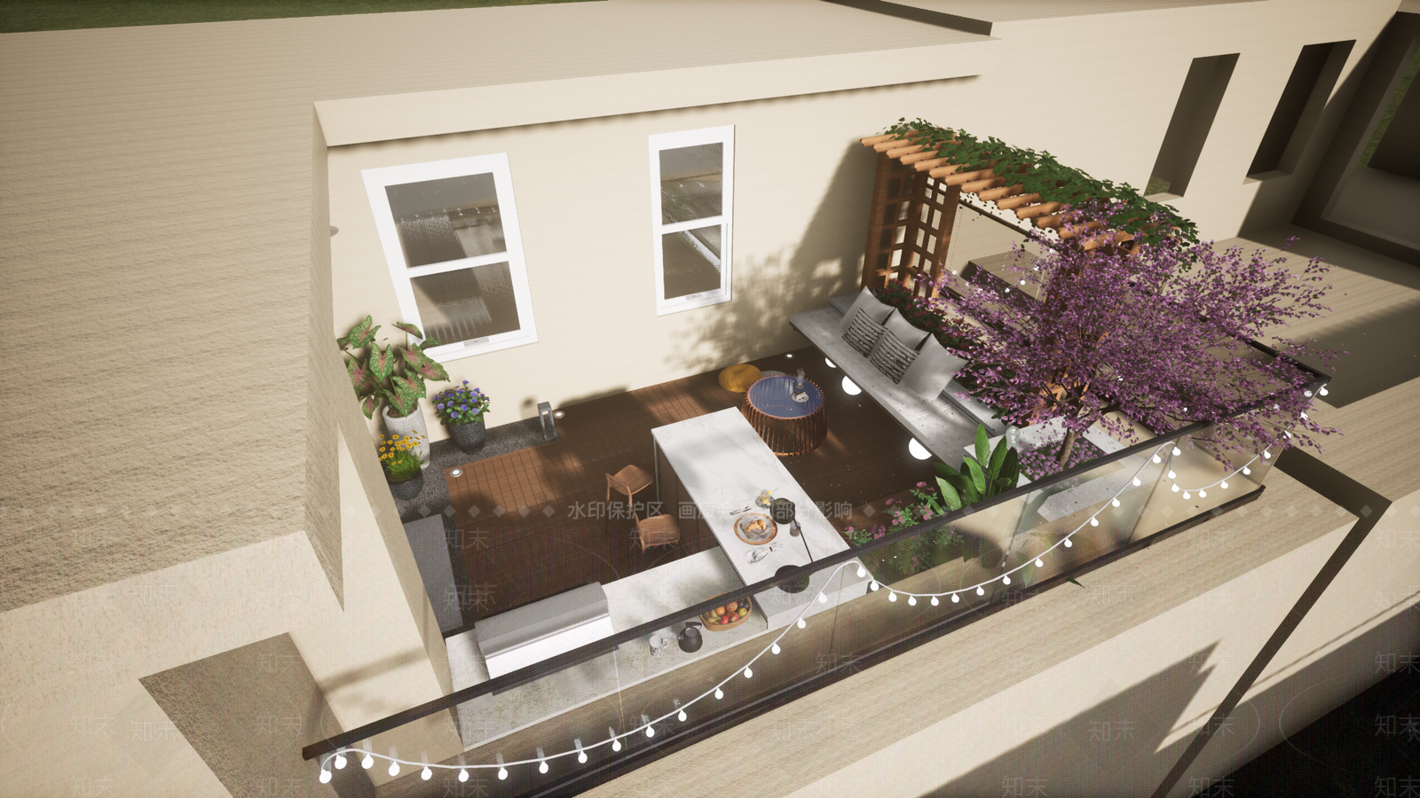 现代屋顶花园SU模型下载【ID:1109977345】