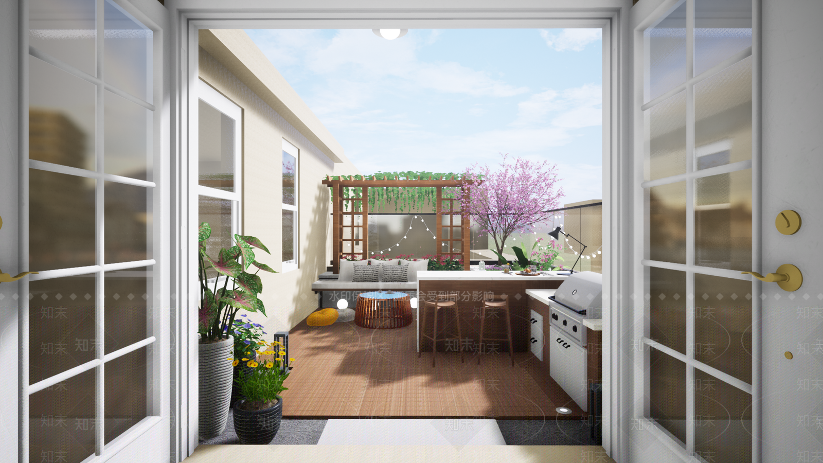现代屋顶花园SU模型下载【ID:1109977345】