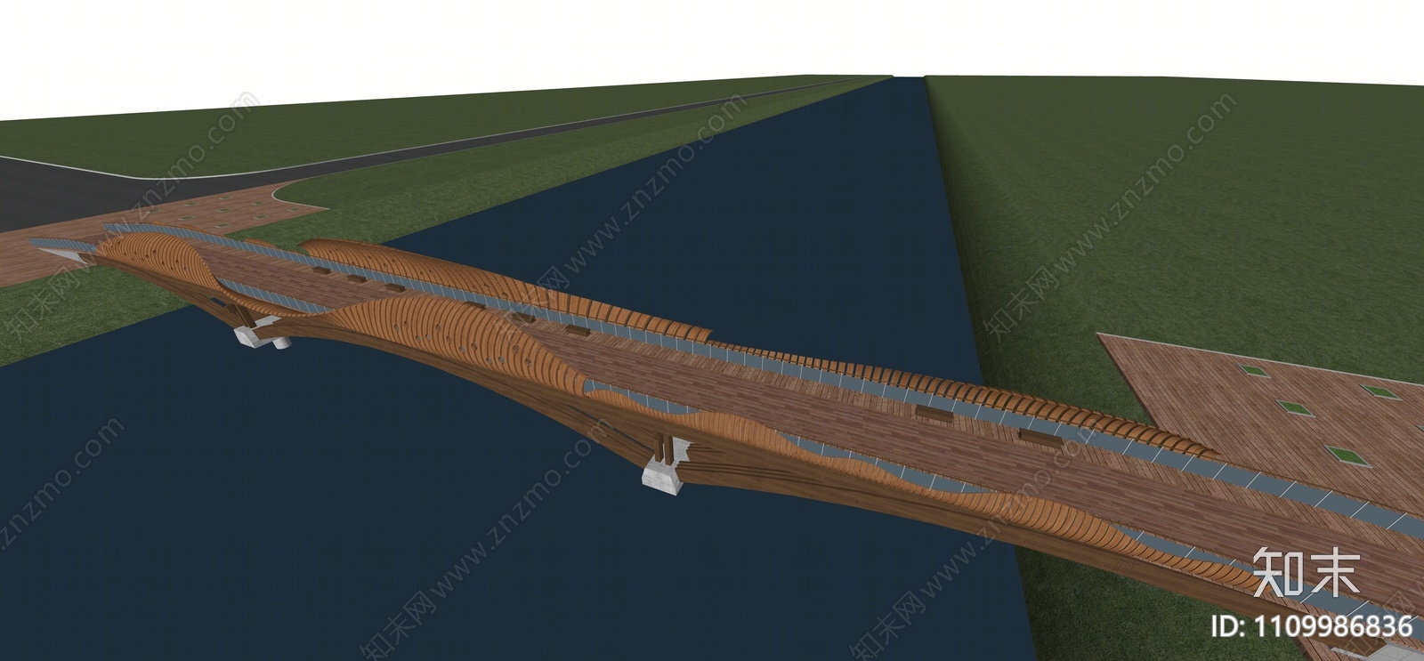 现代景观桥SU模型下载【ID:1109986836】