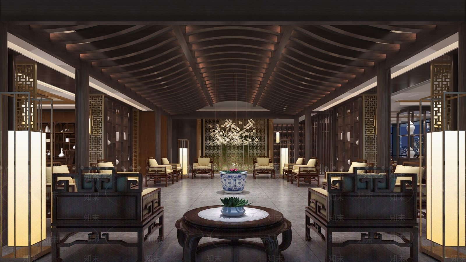 中式餐厅会客厅3D模型下载【ID:1109992847】