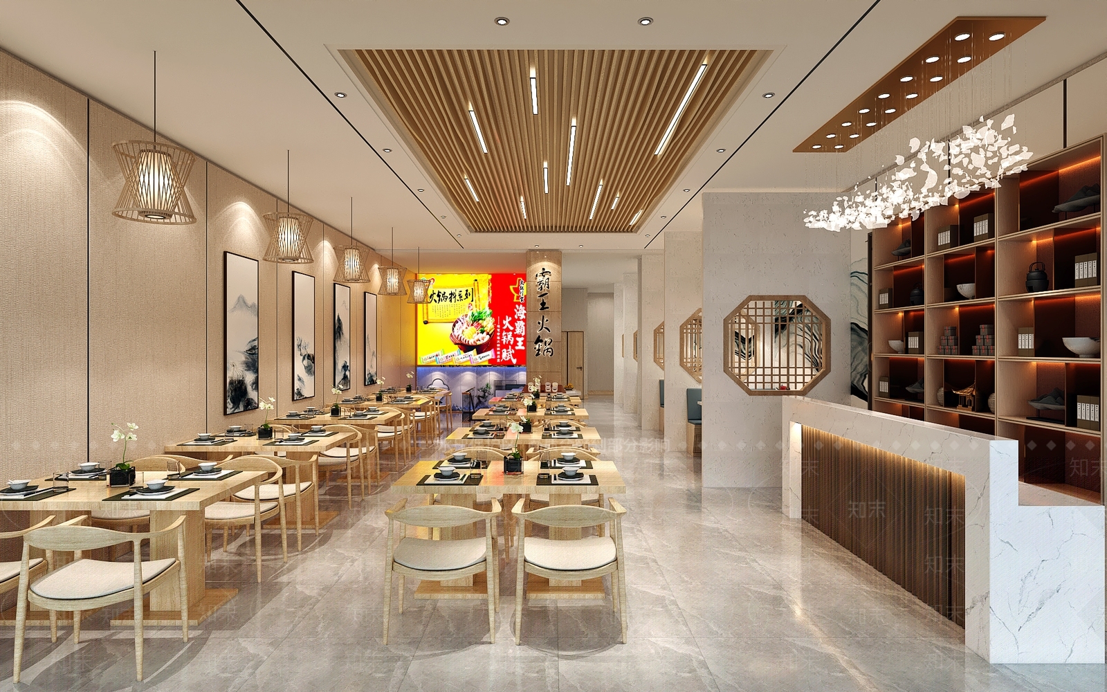 新中式火锅店3D模型下载【ID:1109997348】