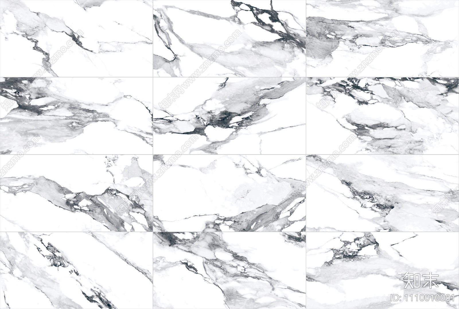 淡黑色花纹爵士白大理石瓷砖贴图下载【ID:1110010001】