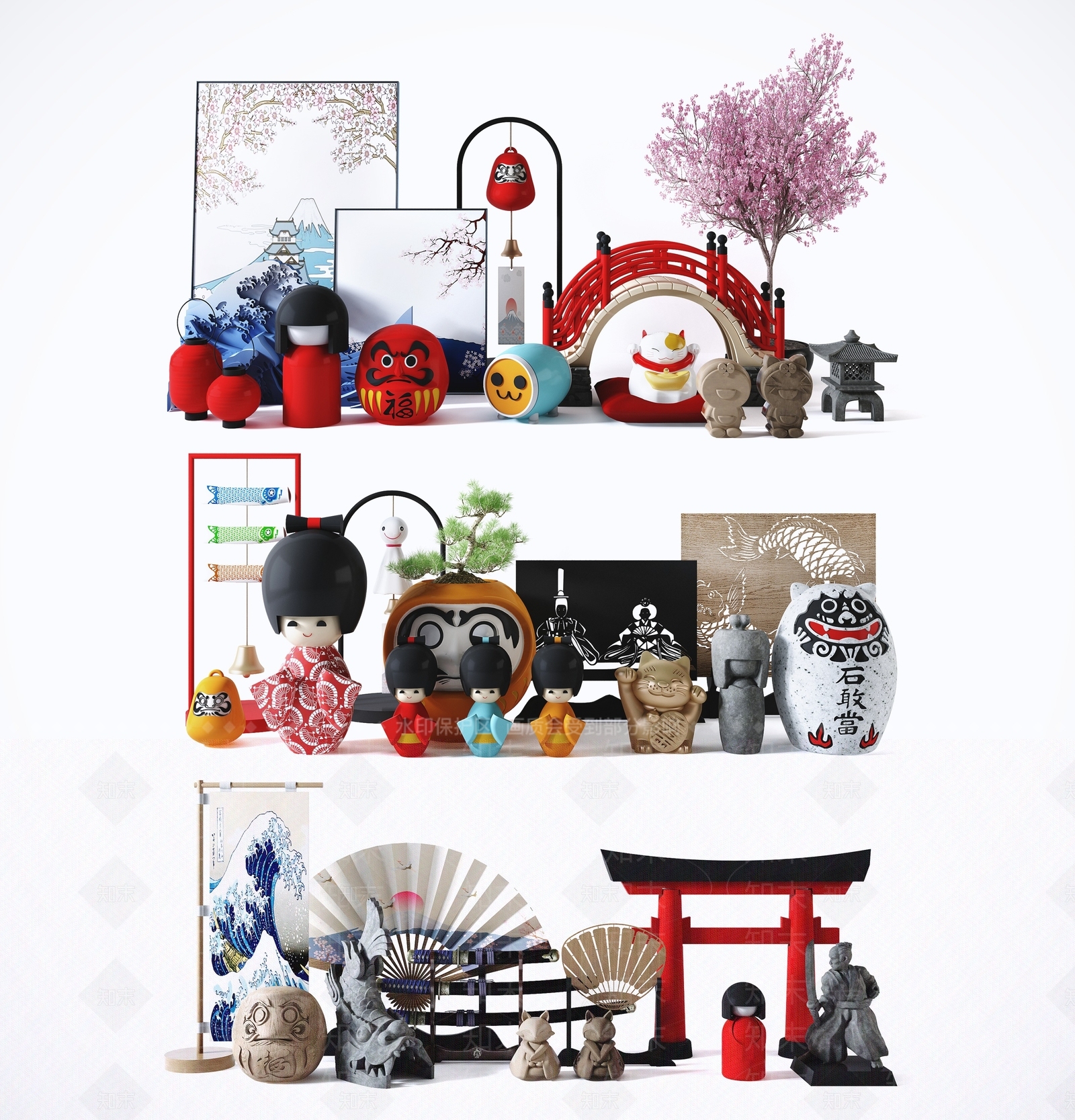 日式和服娃娃3D模型下载【ID:1110015530】