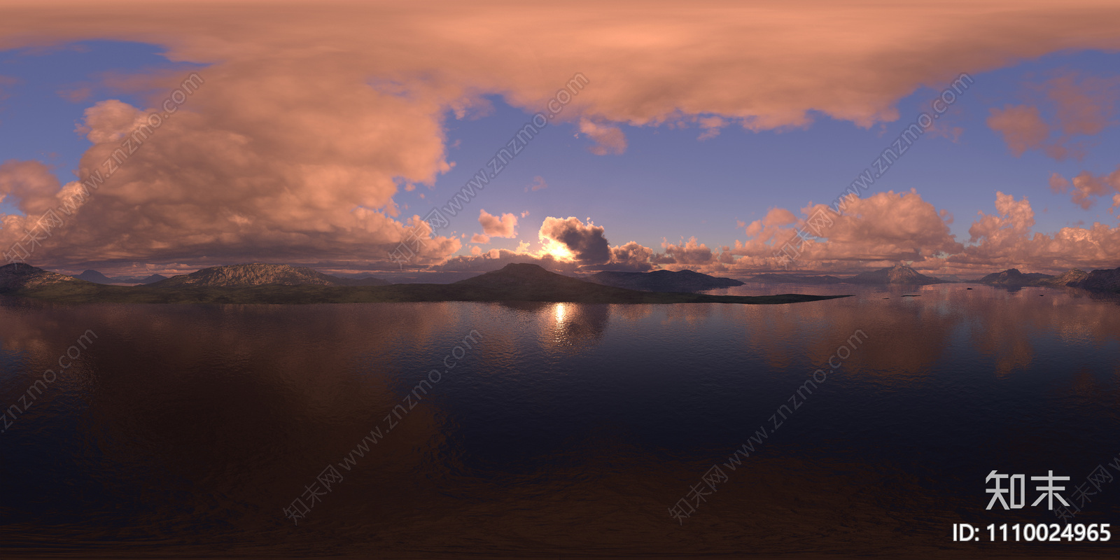 黄昏天空海面岛屿HDR贴图下载【ID:1110024965】