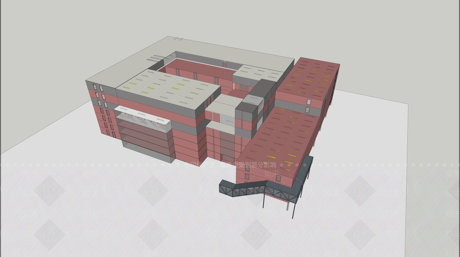 现代图书馆建筑SU模型下载【ID:1110026075】