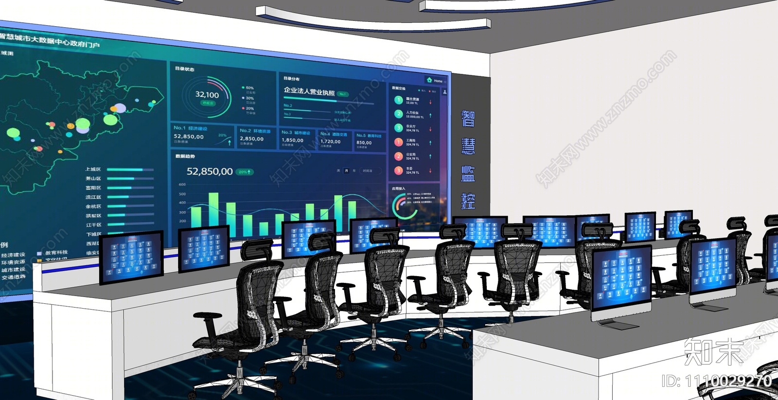 现代监控室SU模型下载【ID:1110029270】