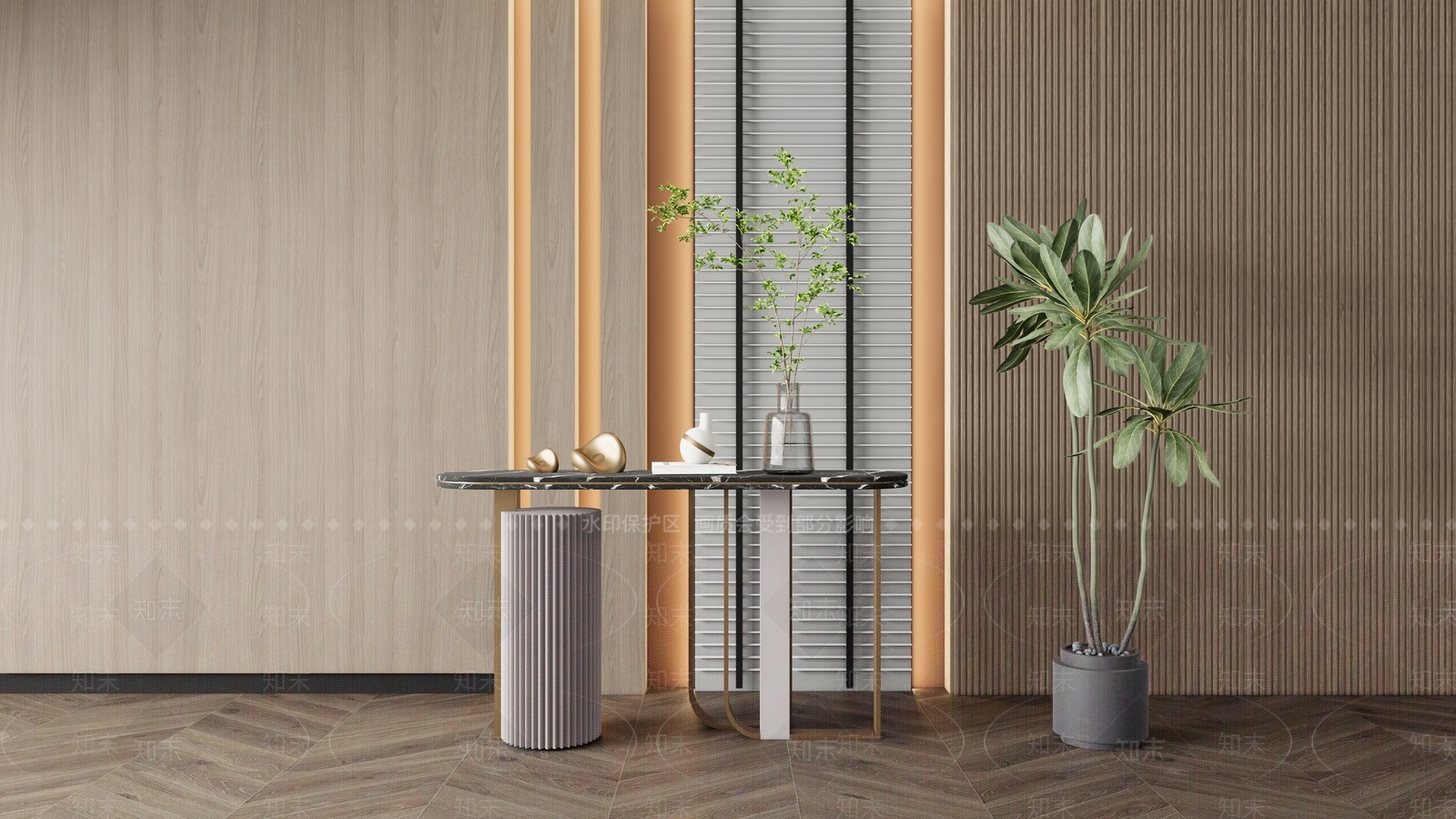 现代端景条案SU模型下载【ID:1110039225】
