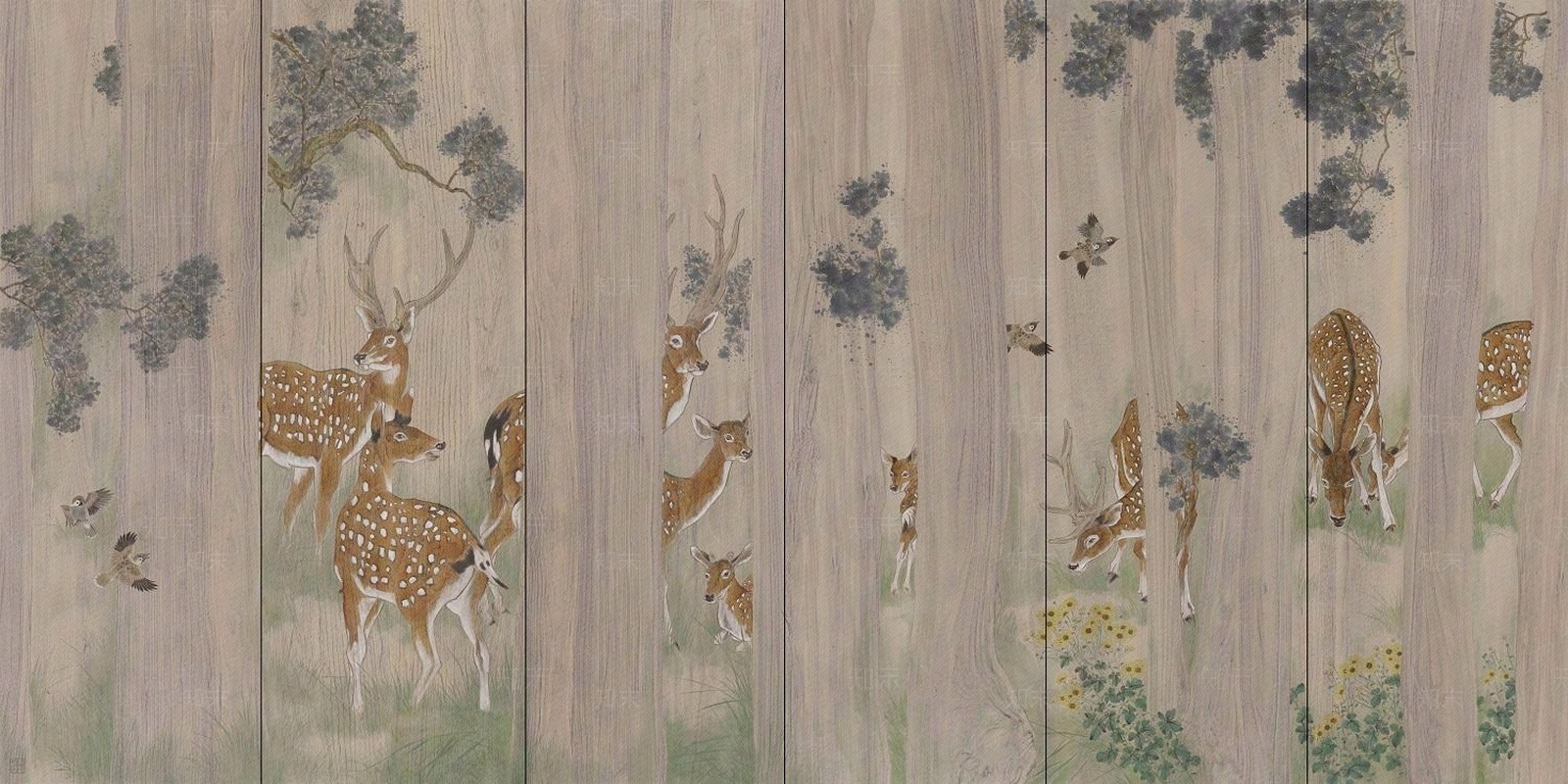 儿童动物森林壁画贴图下载【ID:1110038121】