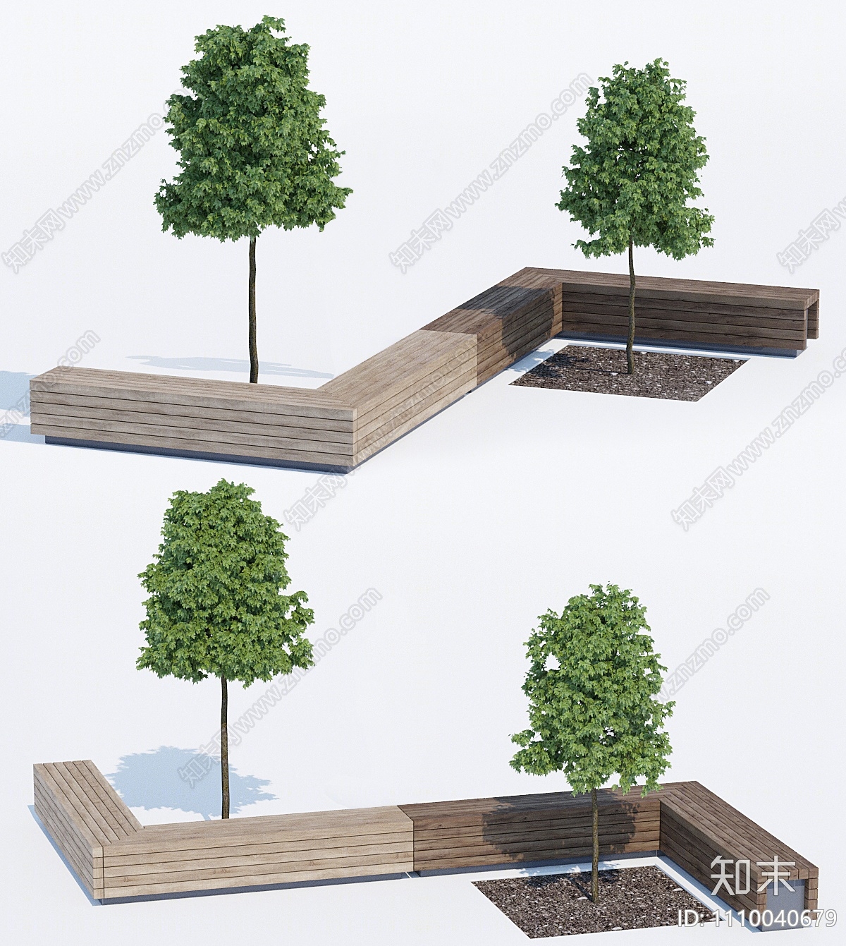 现代户外树池座椅3D模型下载【ID:1110040679】