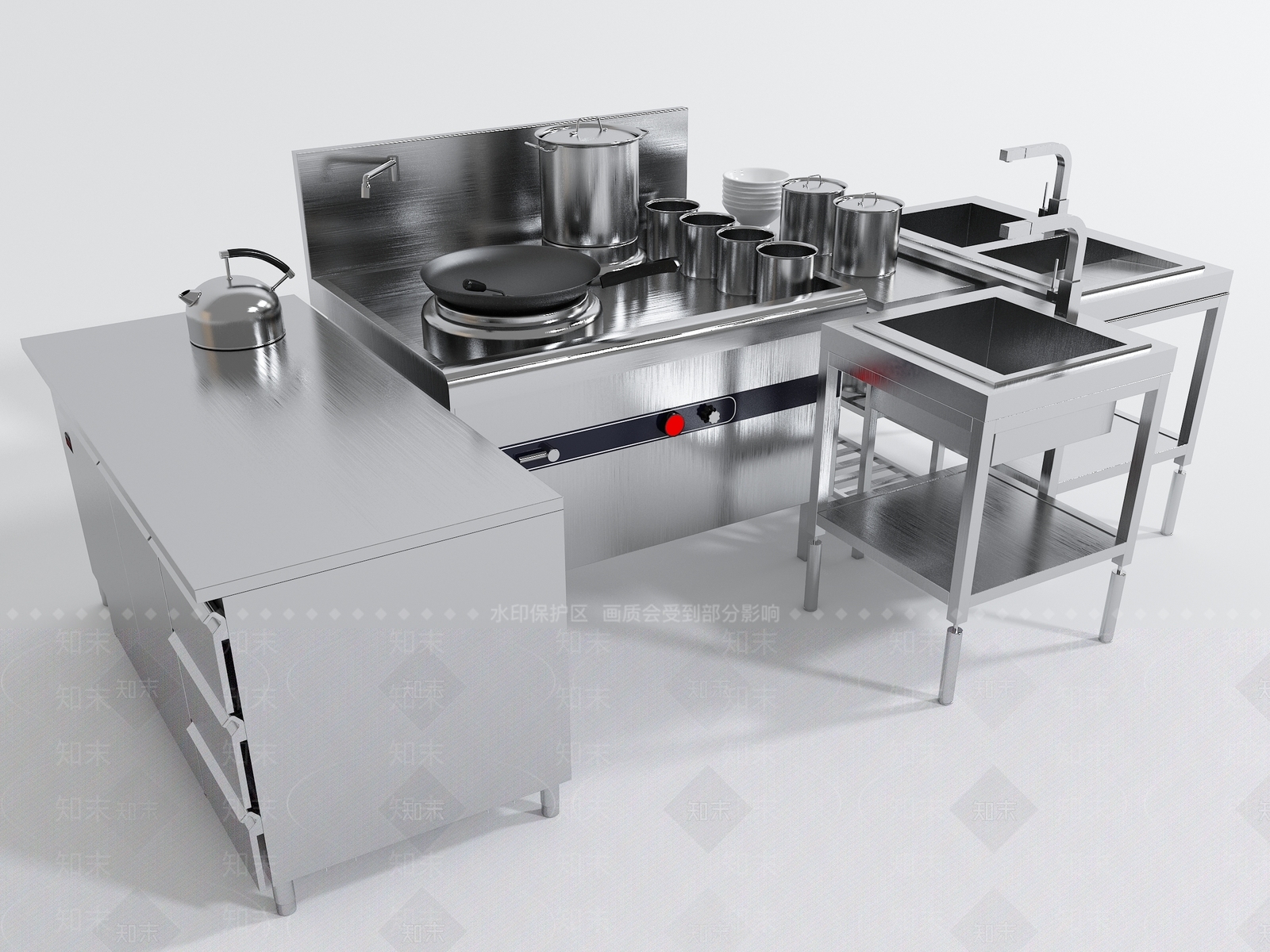 现代炊具3D模型下载【ID:1110043257】