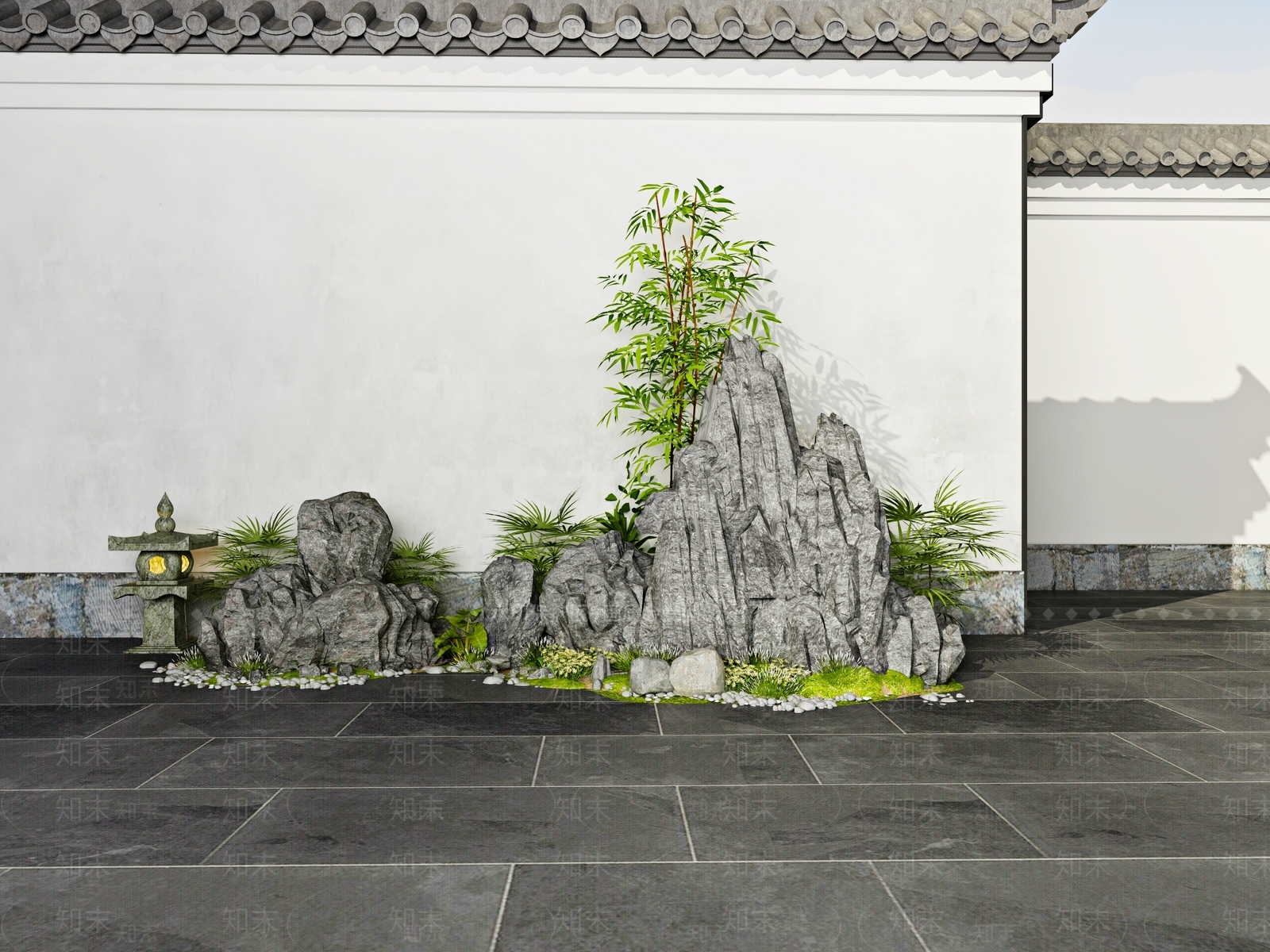 新中式假山水景3D模型下载【ID:1110045176】