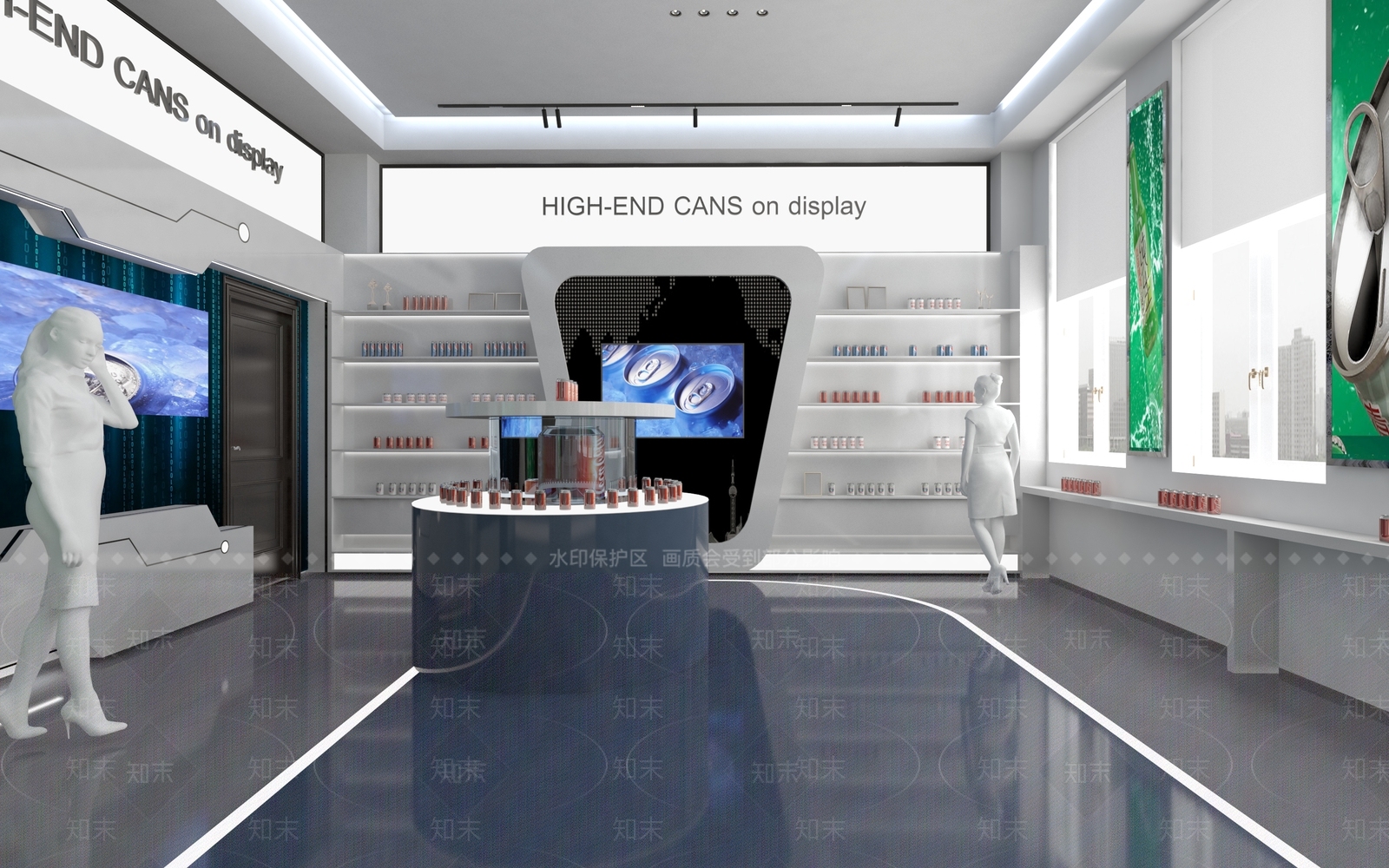 现代易拉罐展厅3D模型下载【ID:1110046695】