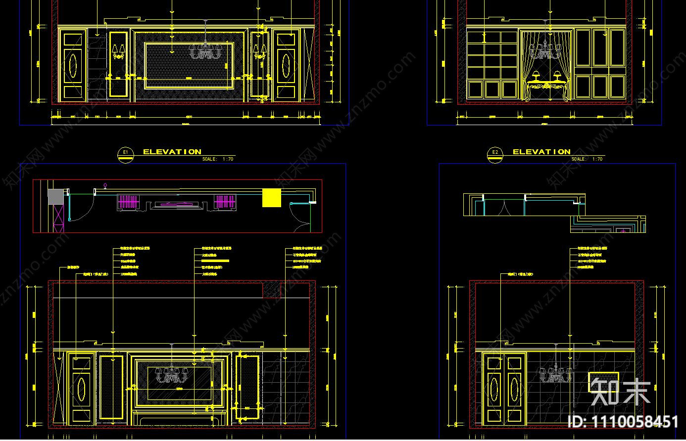 包厢立面图施工图下载【ID:1110058451】