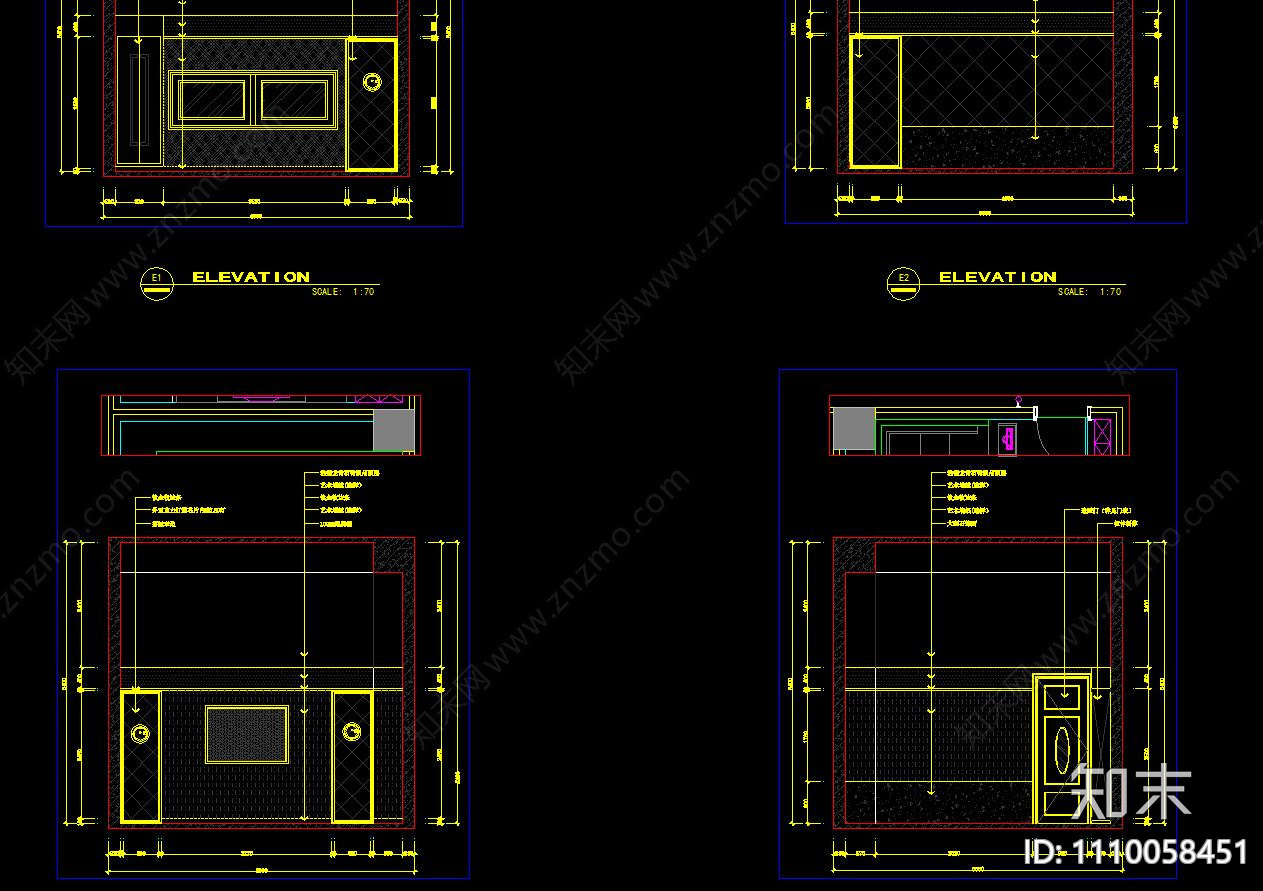 包厢立面图cad施工图下载【ID:1110058451】